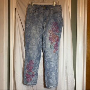 DG2 Diane Gilman Denim Jeans Size 10T Floral Embroidered